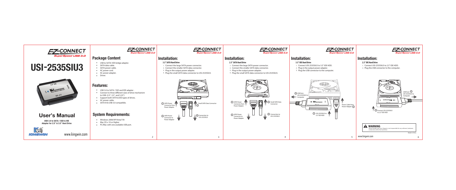 Kingwin USI-2535SIU3 User Manual