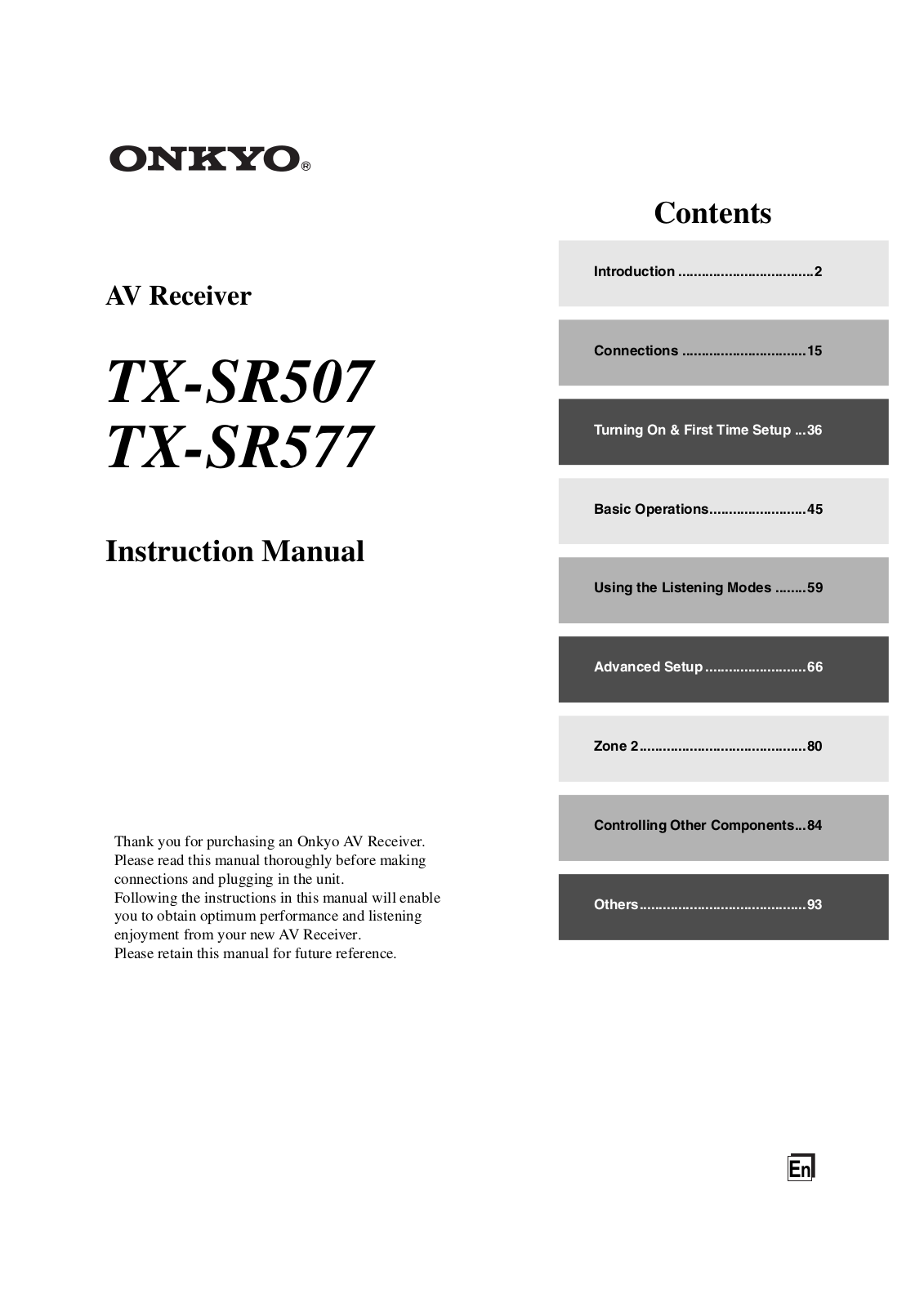 Onkyo TX SR507, TX-SR577 User Manual