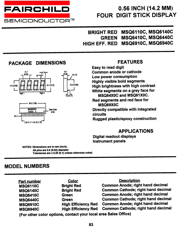 Fairchild Semiconductor MSQ6140C, MSQ6940C, MSQ6440C, MSQ6410C, MSQ6110C Datasheet