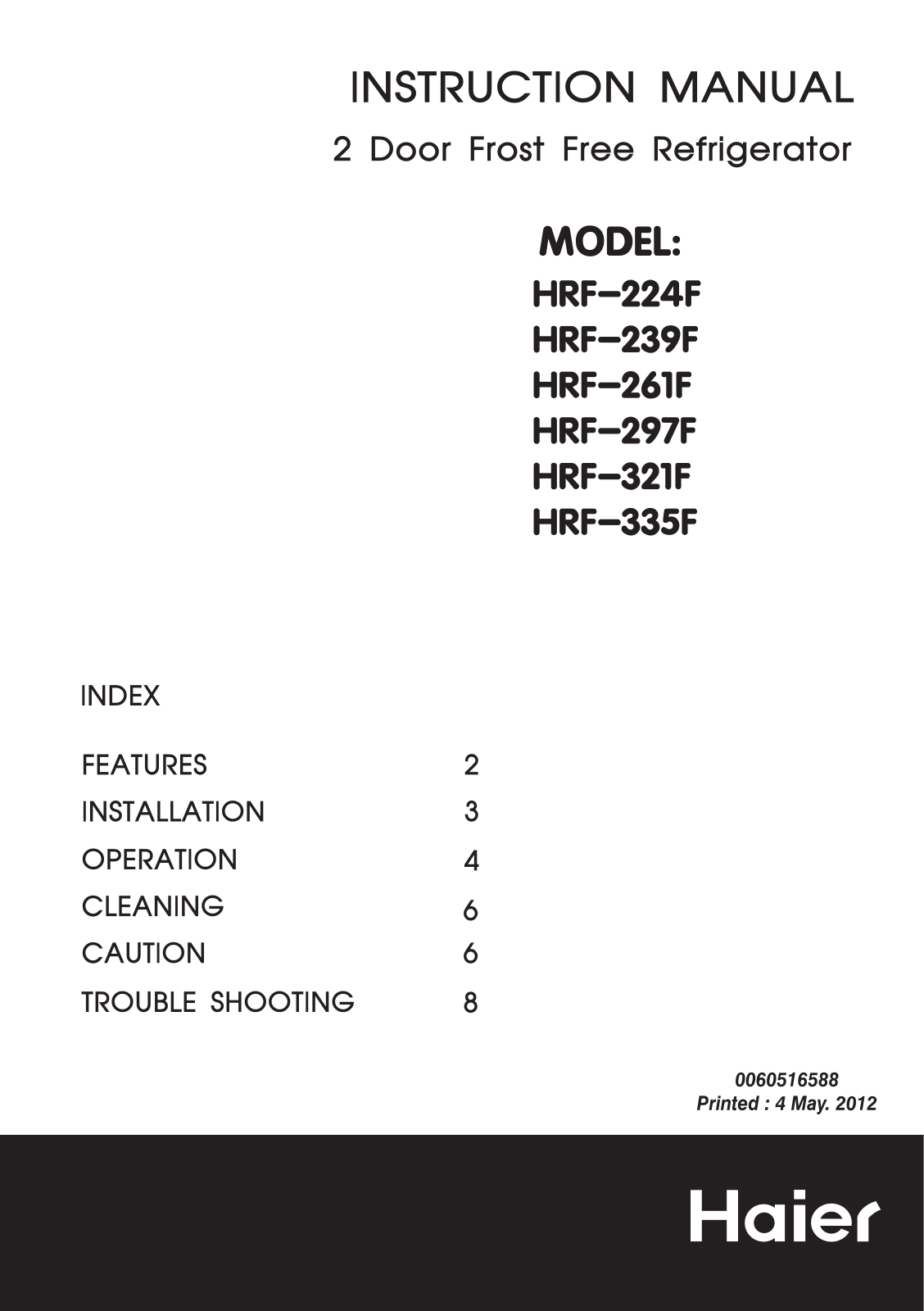 Haier HRF-297F, HRF-321F User Manual