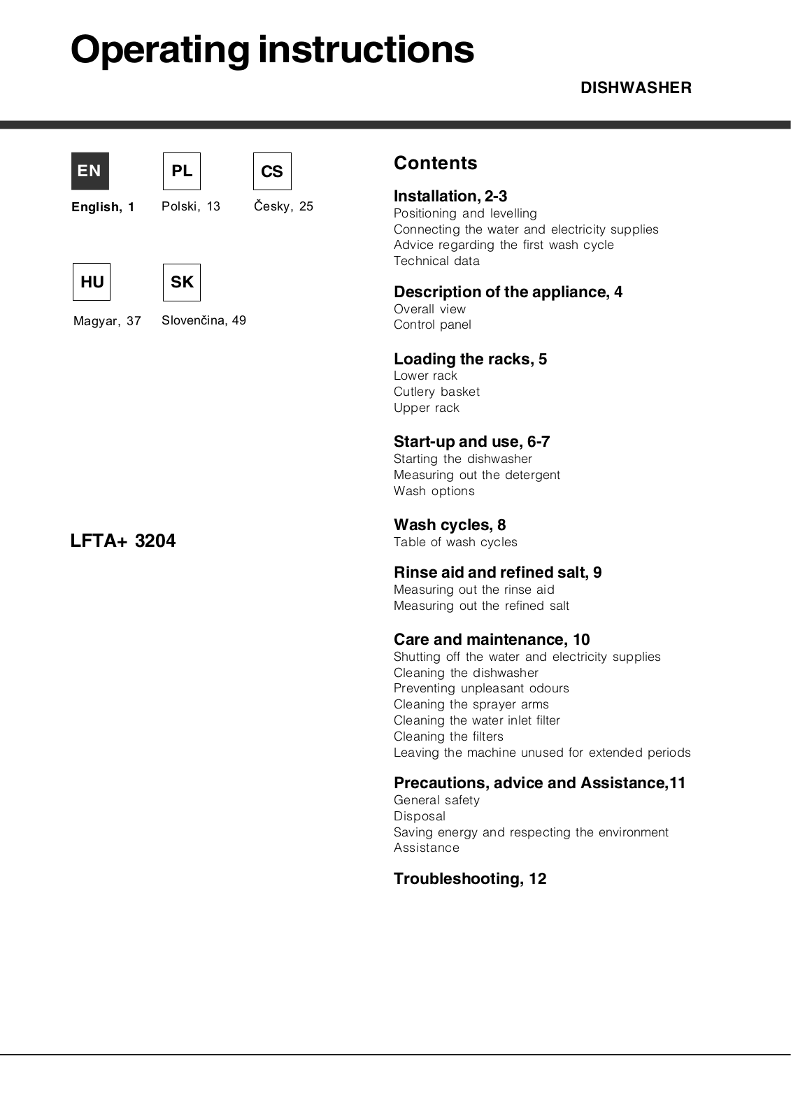 Hotpoint Ariston LFTA 3204 HX.R User Manual