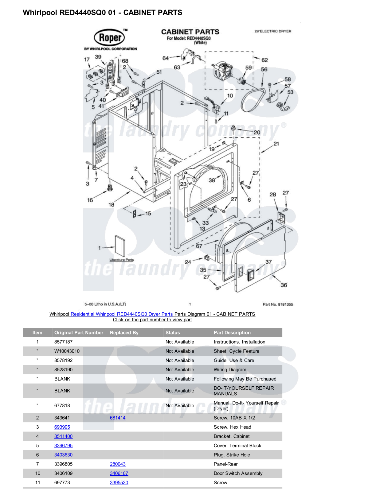 Whirlpool RED4440SQ0 Parts Diagram