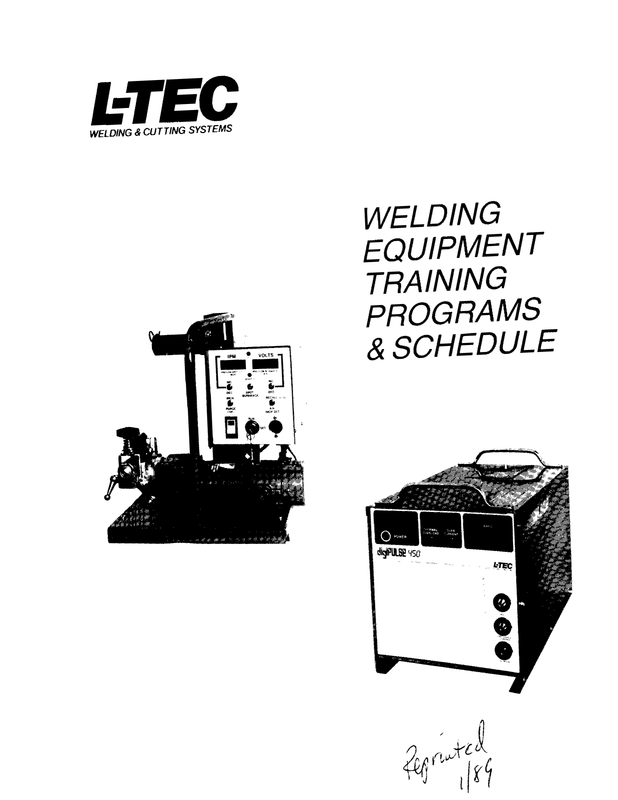 L-TEC Welding Equipment Training Programs & Schedule Handbook - ManualMachine.com