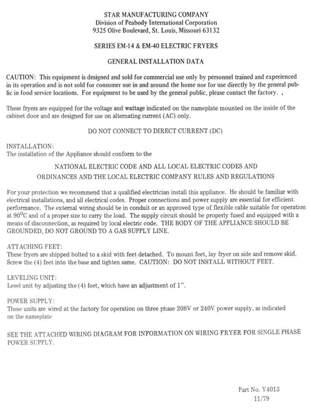 Star EM14DL Operators Manual