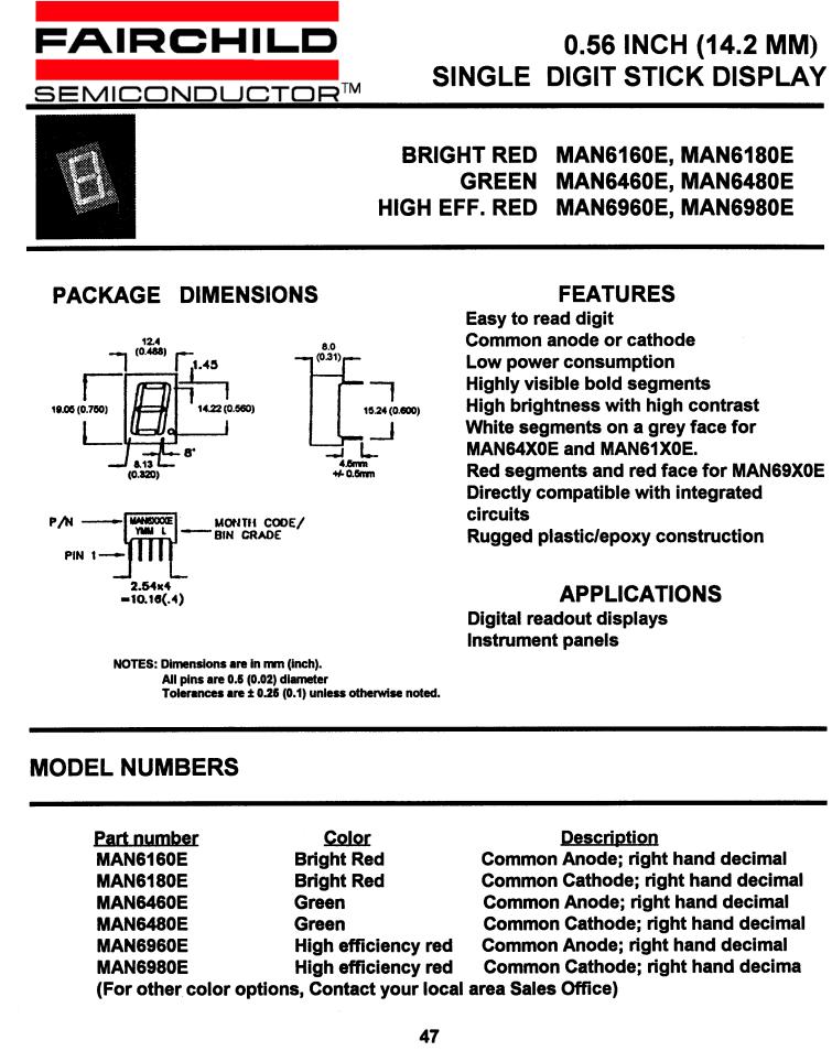 Fairchild Semiconductor MAN6480E, MAN6460E, MAN6980E, MAN6960E, MAN6160E Datasheet