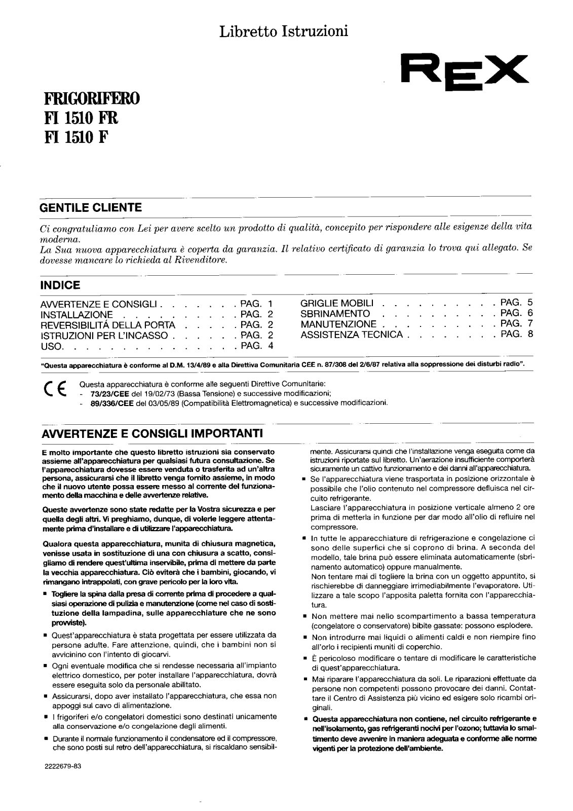 Rex FI1510FR User Manual