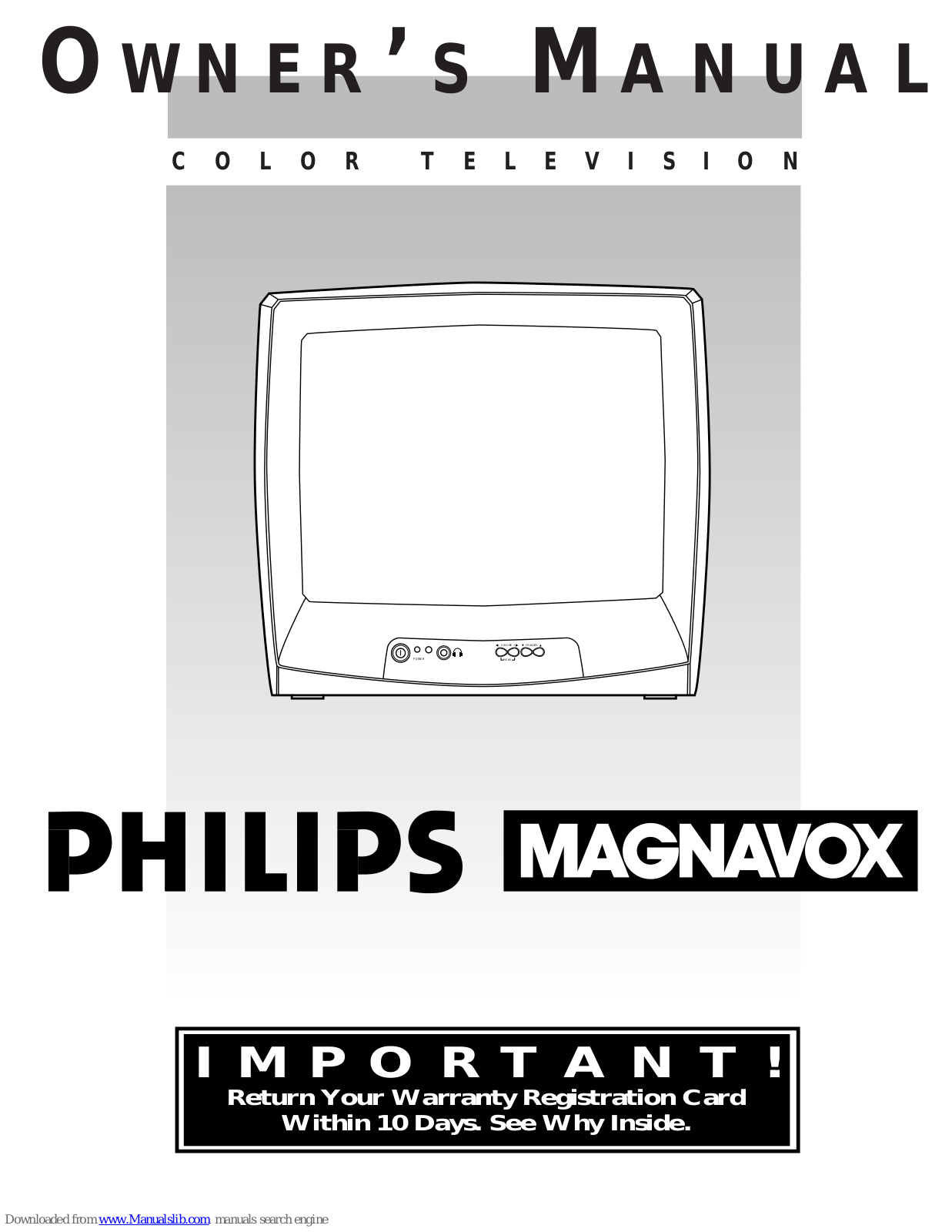 Philips/Magnavox Magnavox PS 1964C, COLOR TV 19 INCH PORTABLE PS1964C Owner's Manual