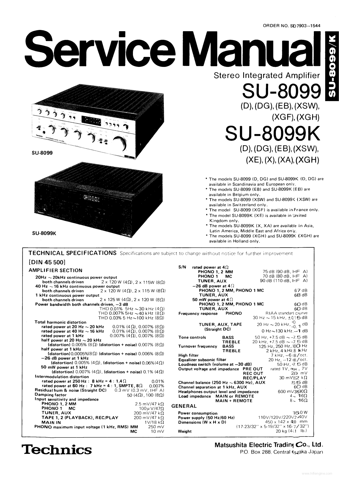 Technics SU-8099, SU-8099k Service Manual