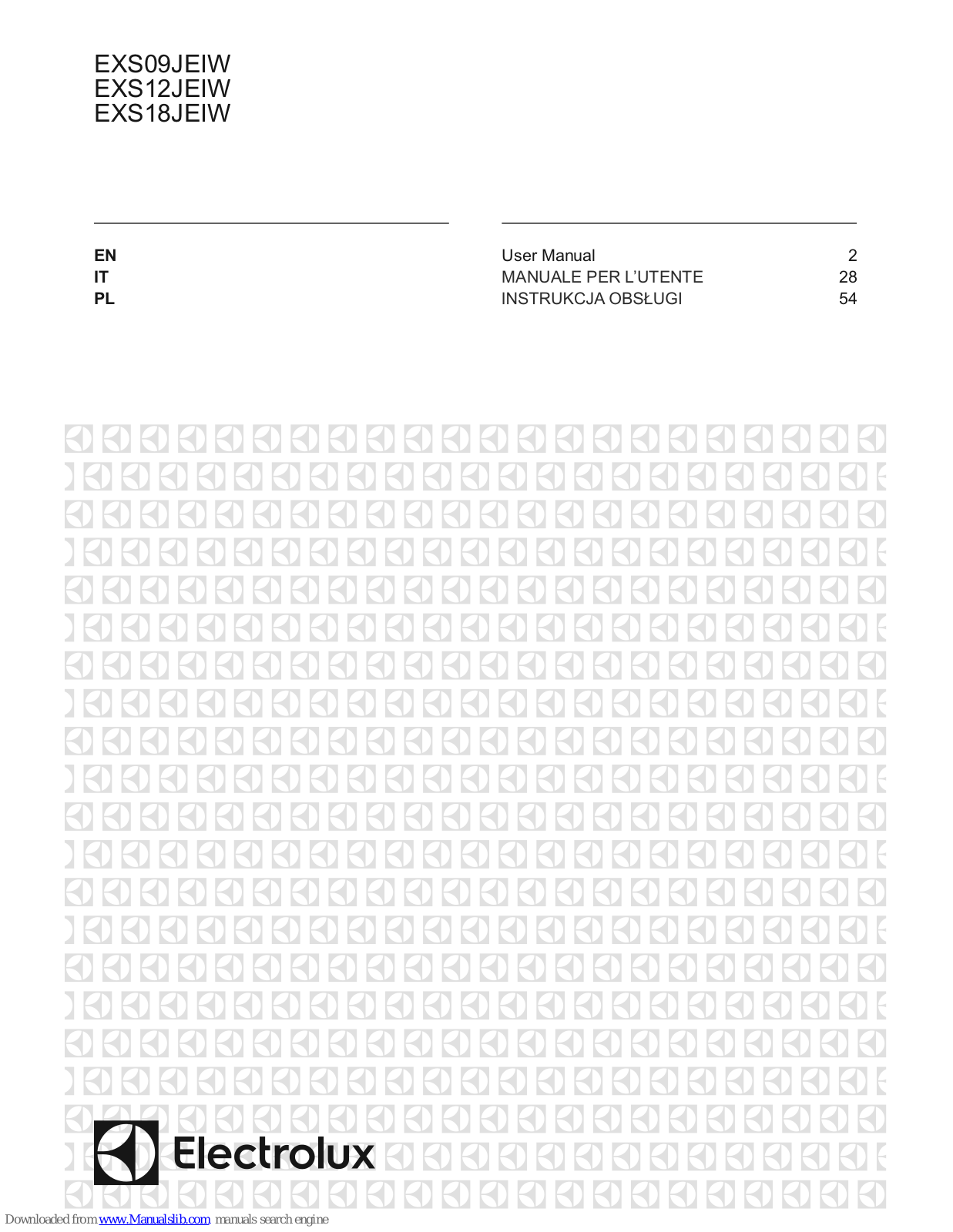 Electrolux EXS09JEIW, EXS18JEIW, EXS12JEIW User Manual