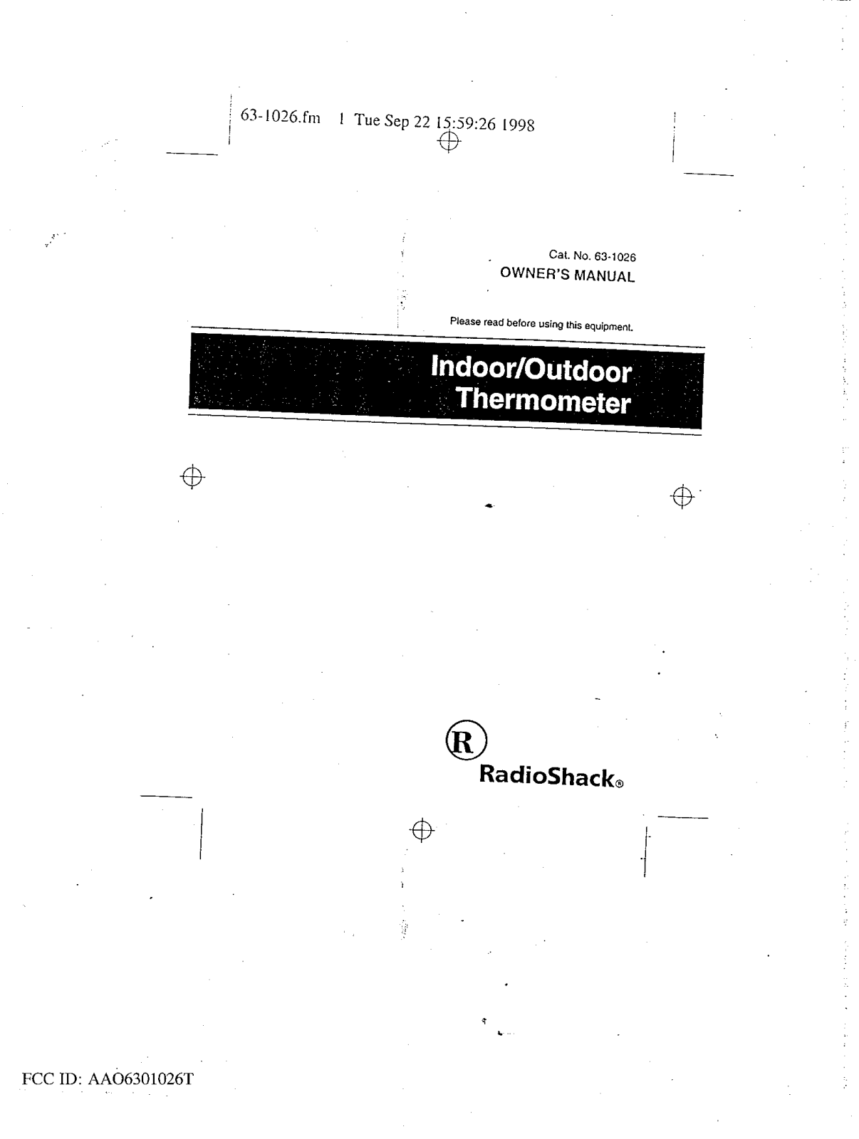 Radio Shack 6301026T User Manual