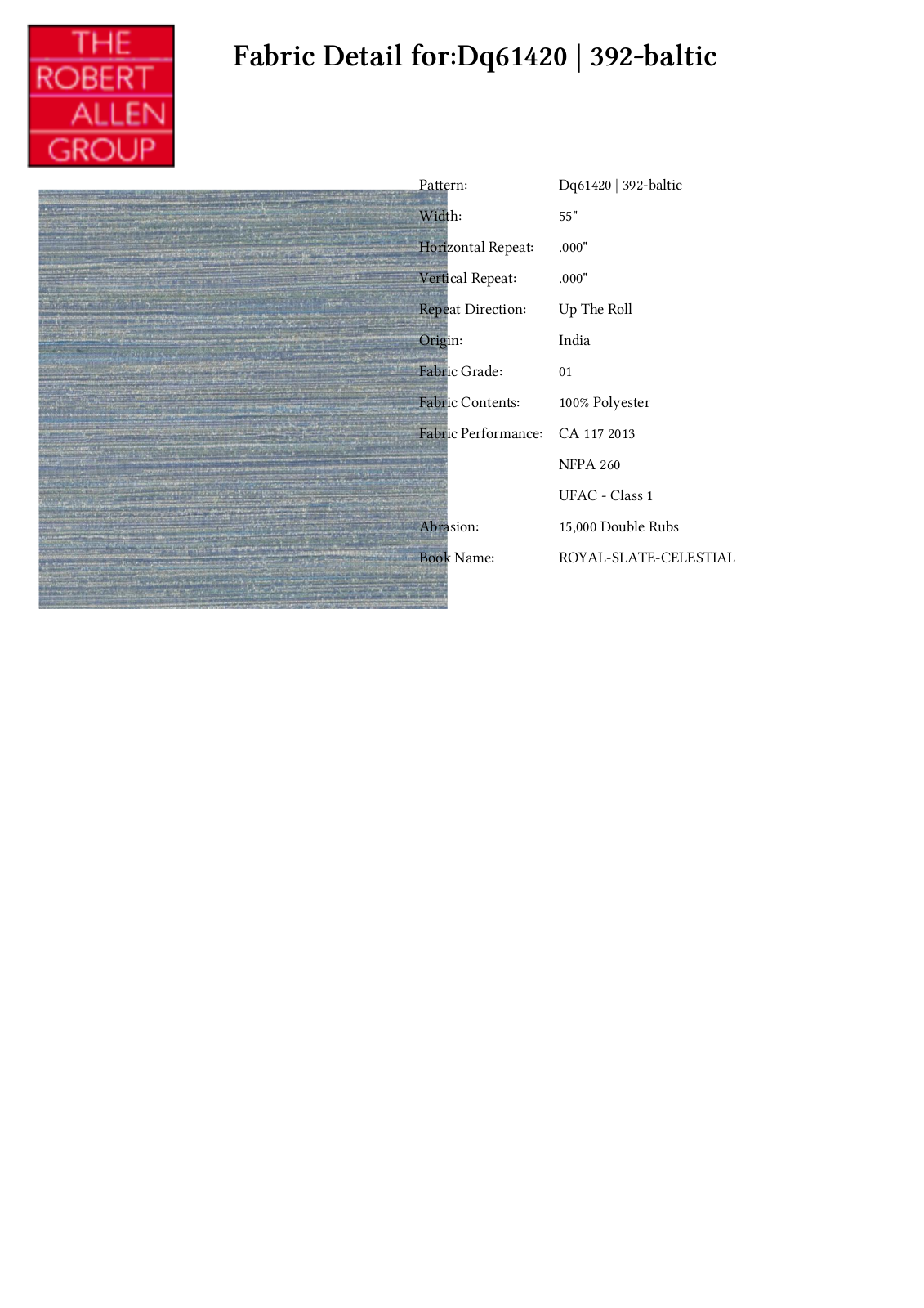Duralee CRAL7114 Specifications - ManualMachine.com