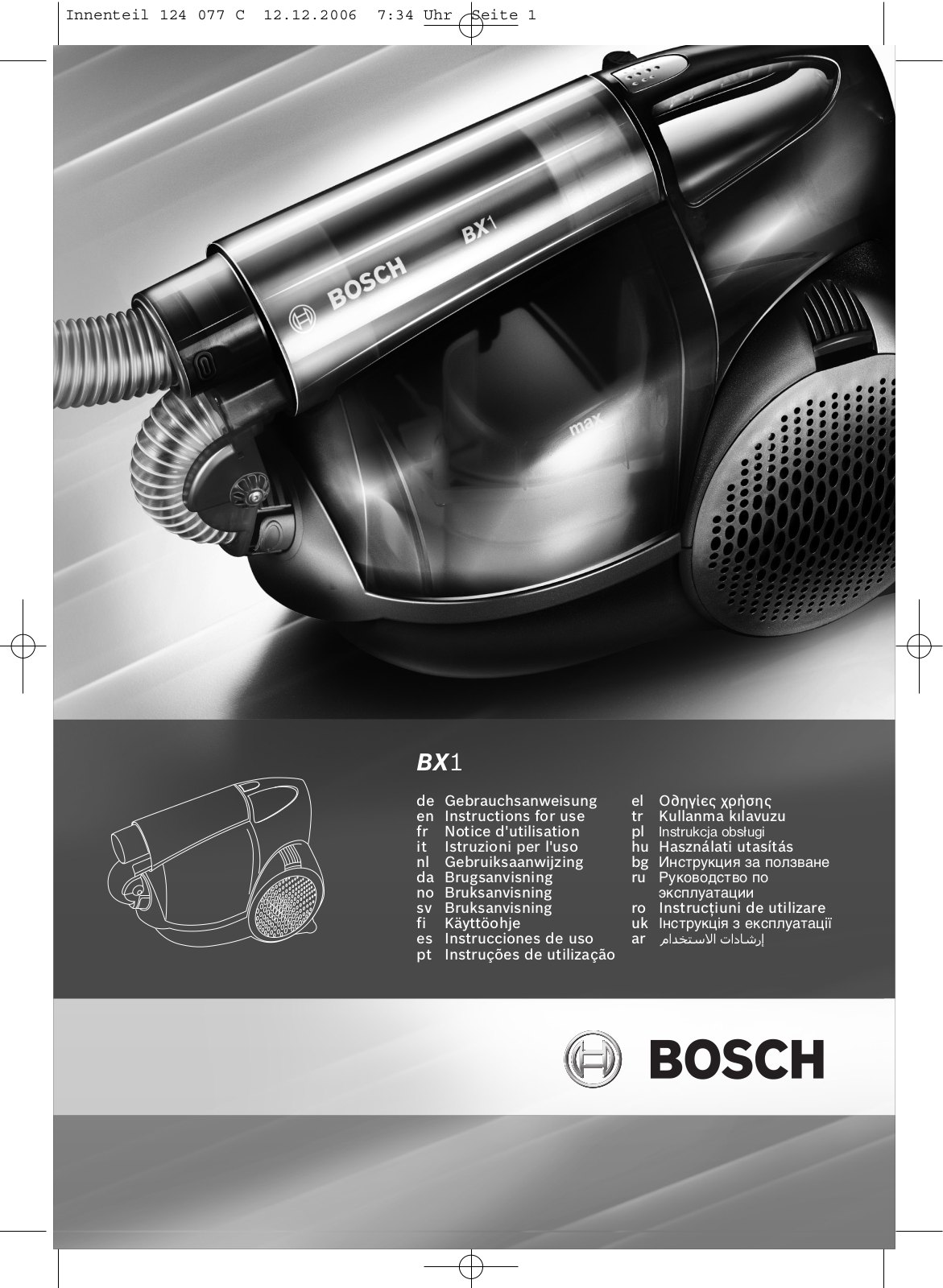 BOSCH BX12022, BX11800, BX11600, BX12000, BX12122 User Manual