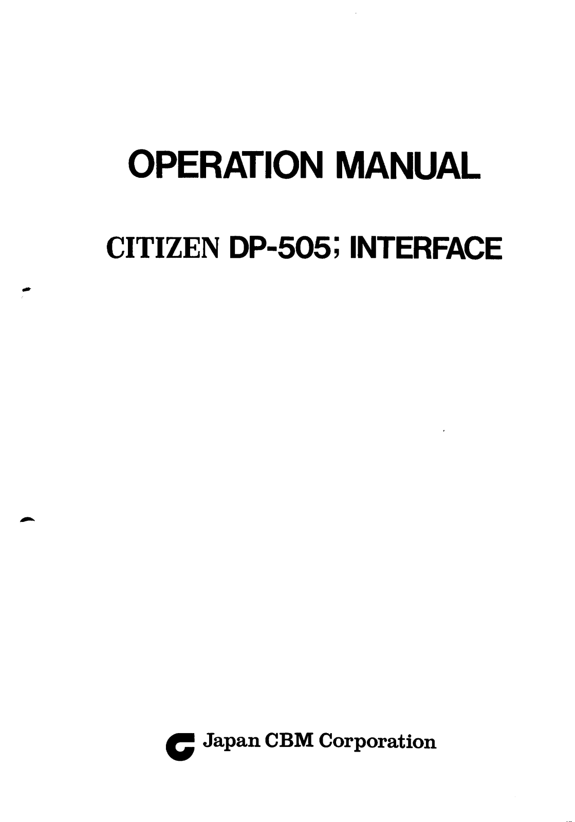 CITIZEN CBM-505 User's Manual