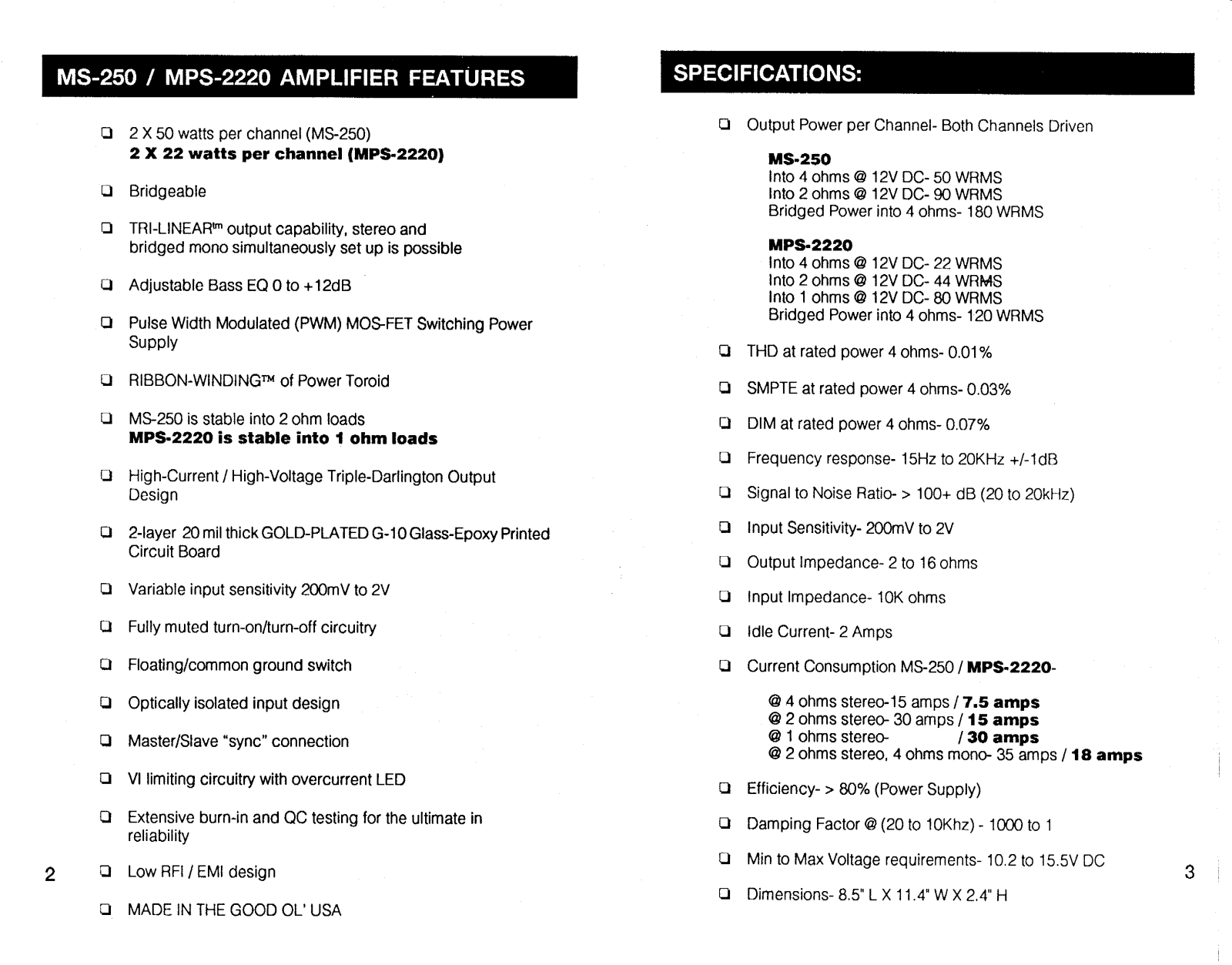 Phoenix Gold MPS-2220, MS-250 User Manual