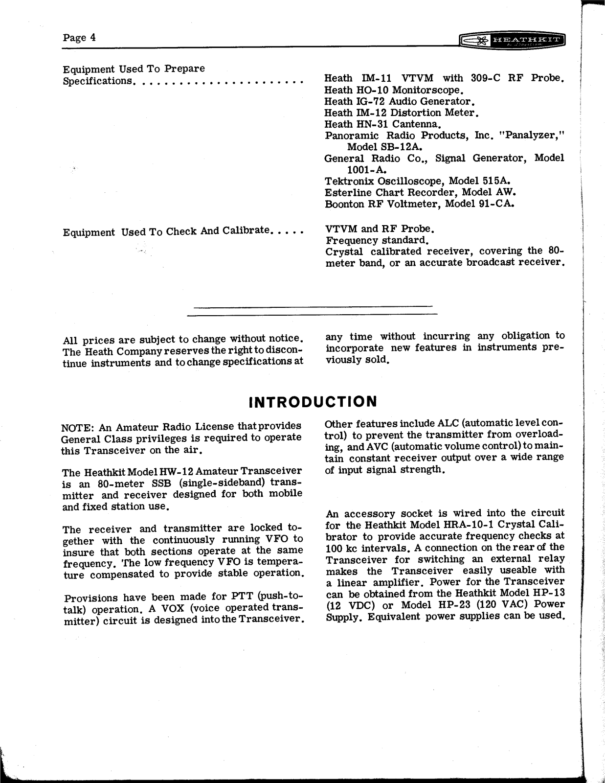 HEATHKIT HW-12a User Manual (PAGE 04)