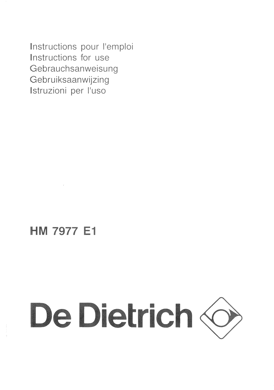 De dietrich HM7977E1 User Manual