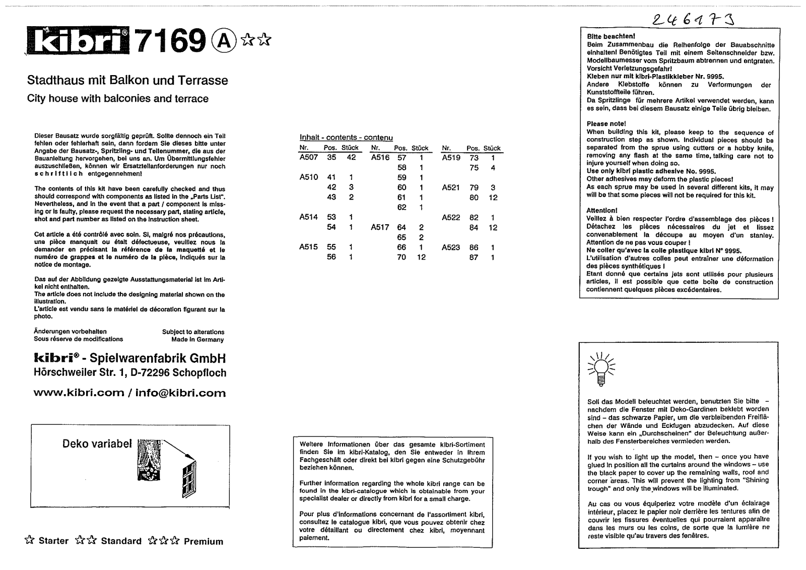 Kibri 7169 User Manual