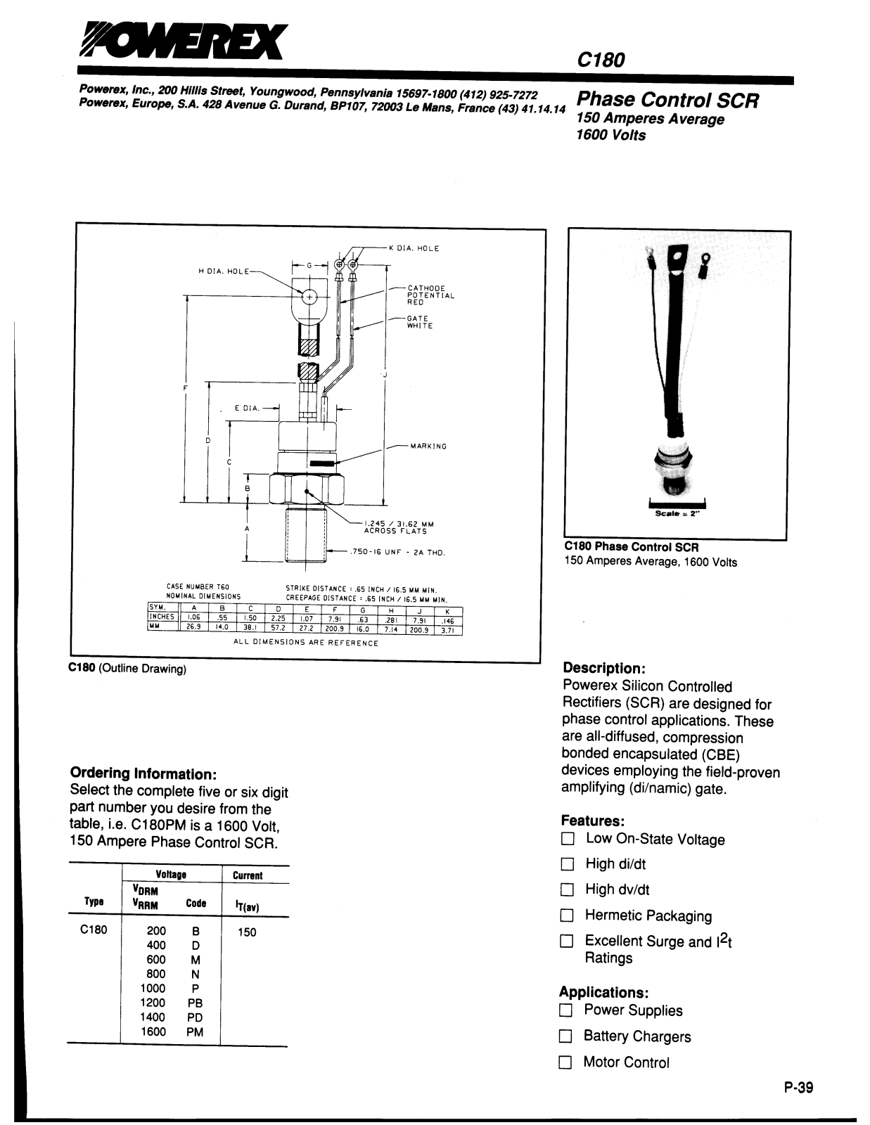 Powerex C180 Data Sheet