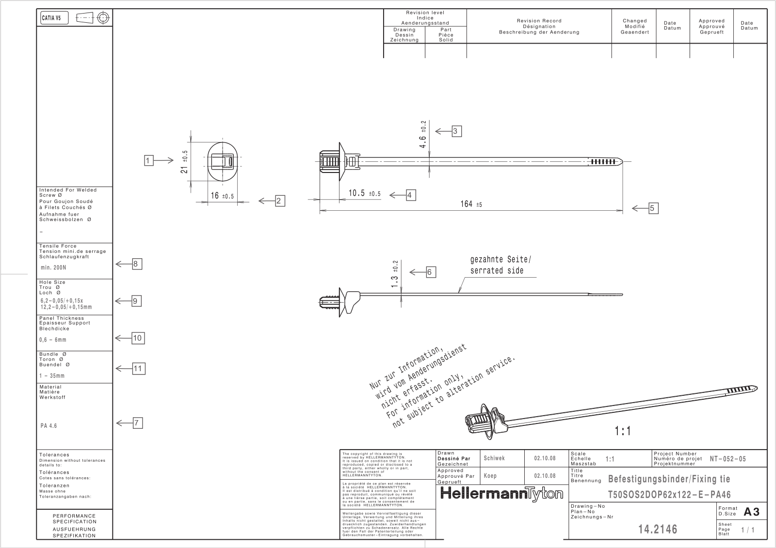 HellermannTyton T50SOS2DOP62x122-E-PA46 Reference Drawing - ManualMachine.com