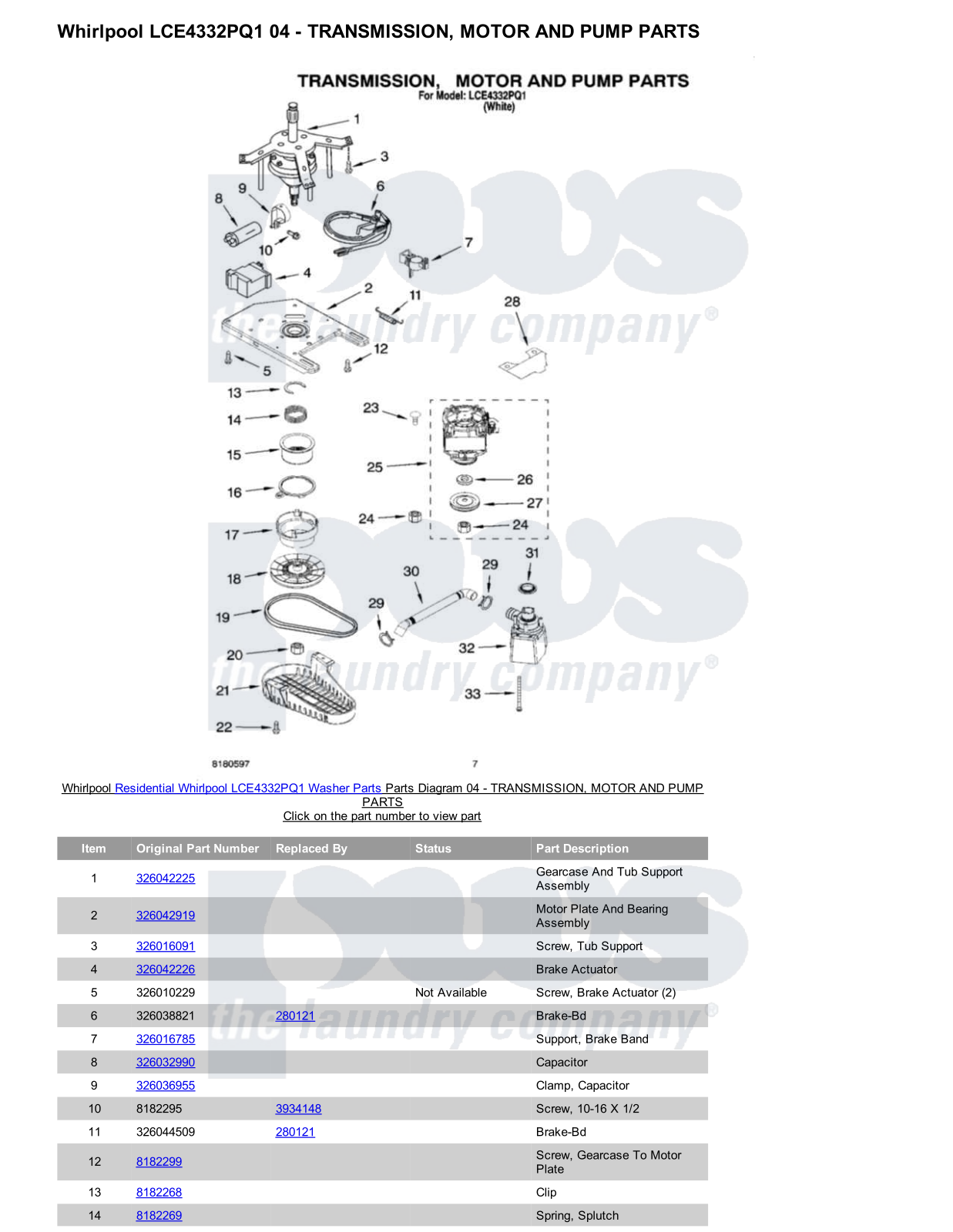 Whirlpool LCE4332PQ1 Parts Diagram