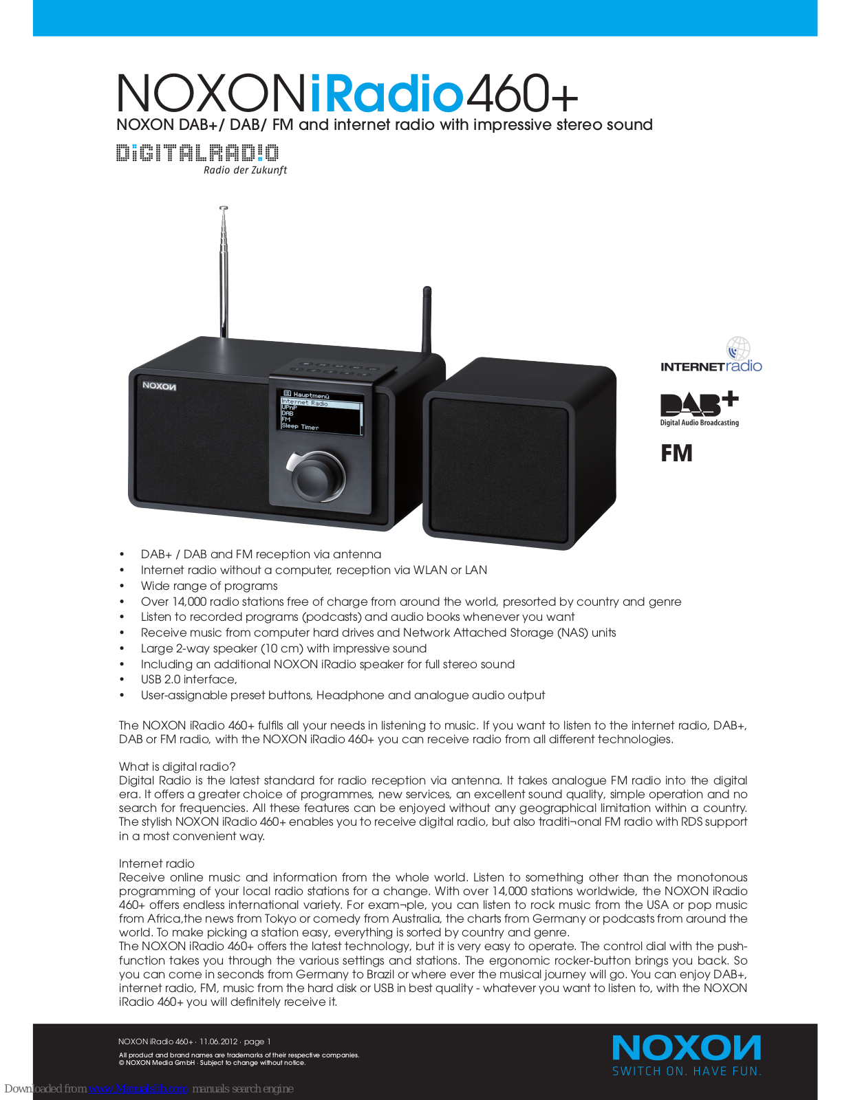 Noxon iRadio 460+ Specifications - ManualMachine.com