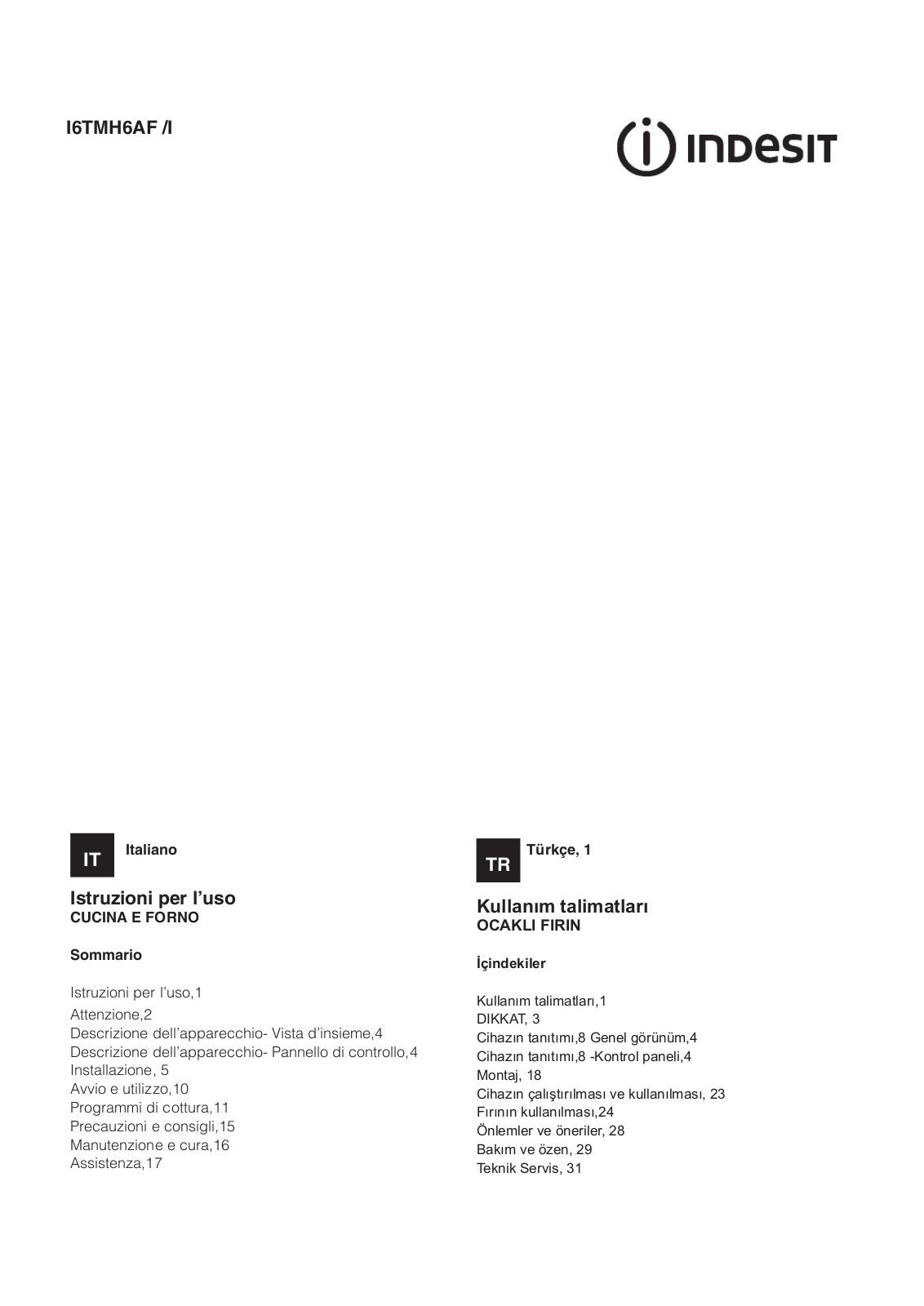 INDESIT I6TMH6AF(X)/I User Manual