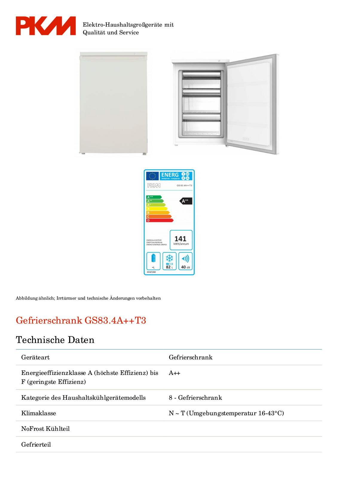 PKM GS83.4A++T3 User Manual