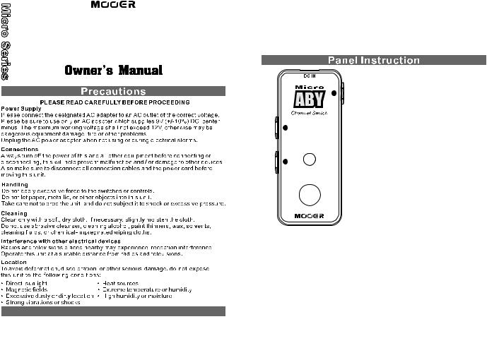 Mooer Micro ABY Owner`s Manual