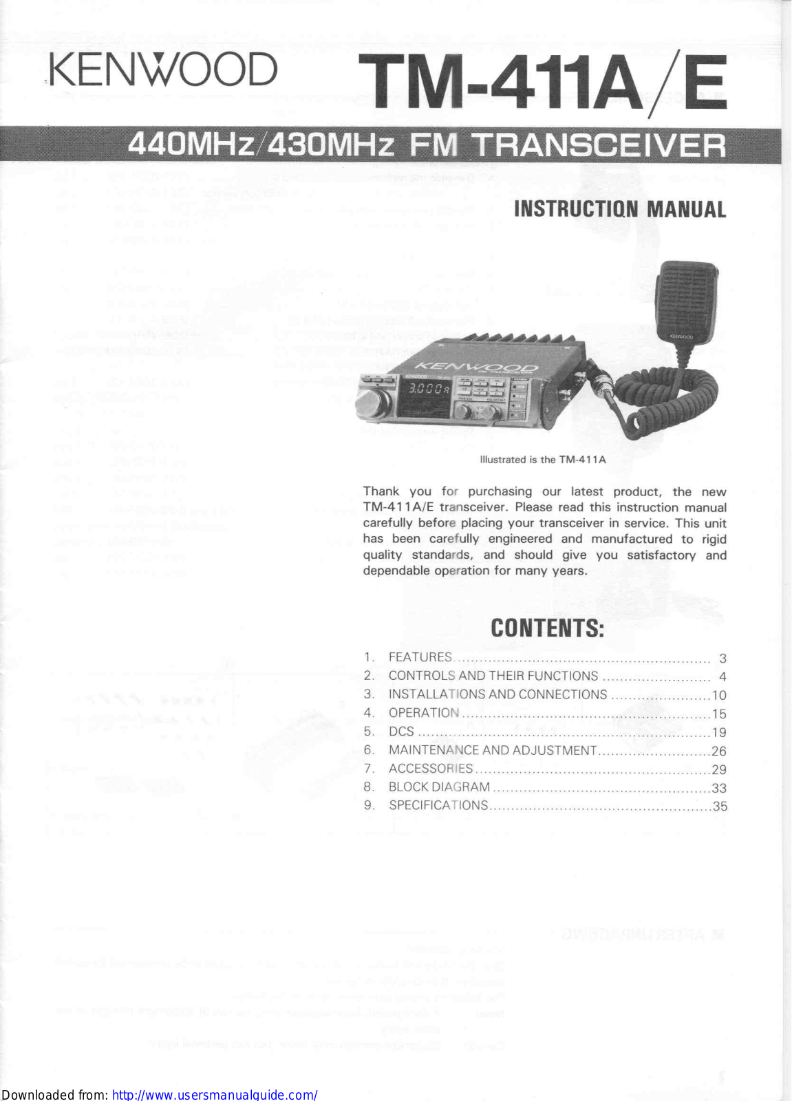 KENWOOD TM-411A User Manual