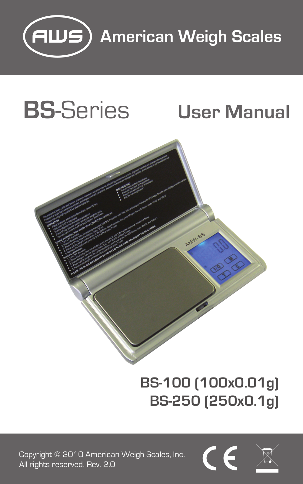 American Weigh Scales (AWS) BS-250 User Manual