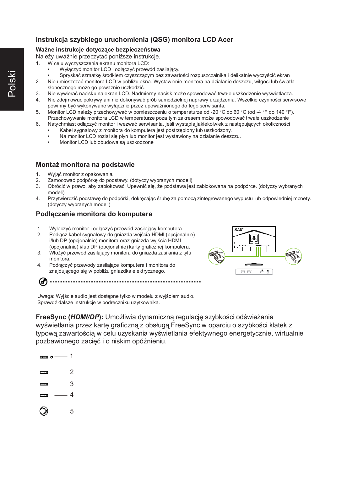 Acer XF252QPbmiiprx Quick guide