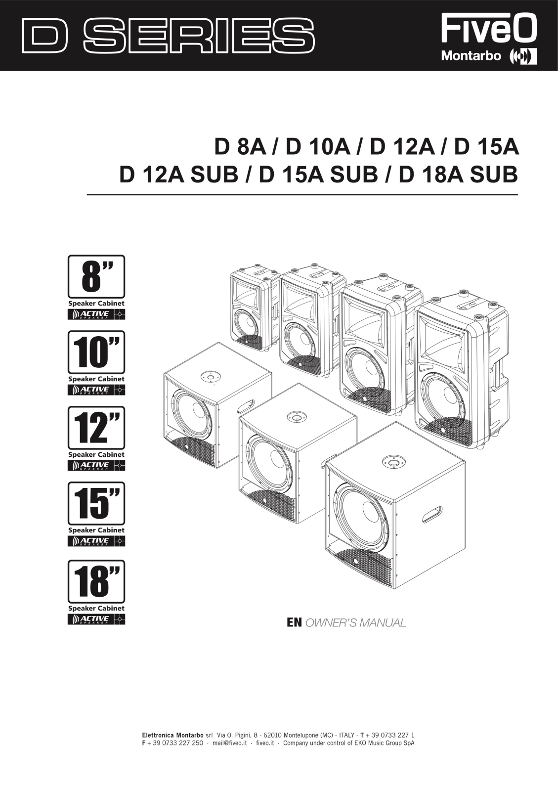 FiveO D SA, D 10A, D 12A, D 15A, D 12A SUB User manual - ManualMachine.com