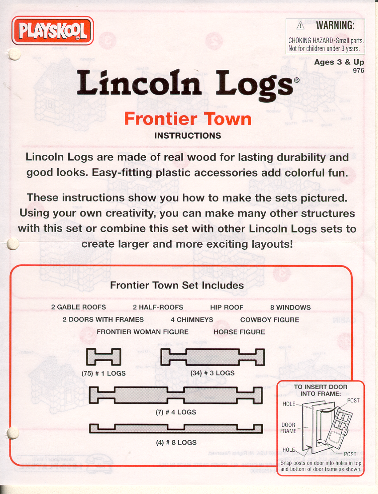 Hasbro LINCOLN LOGS FRONTIER TOWN User Manual