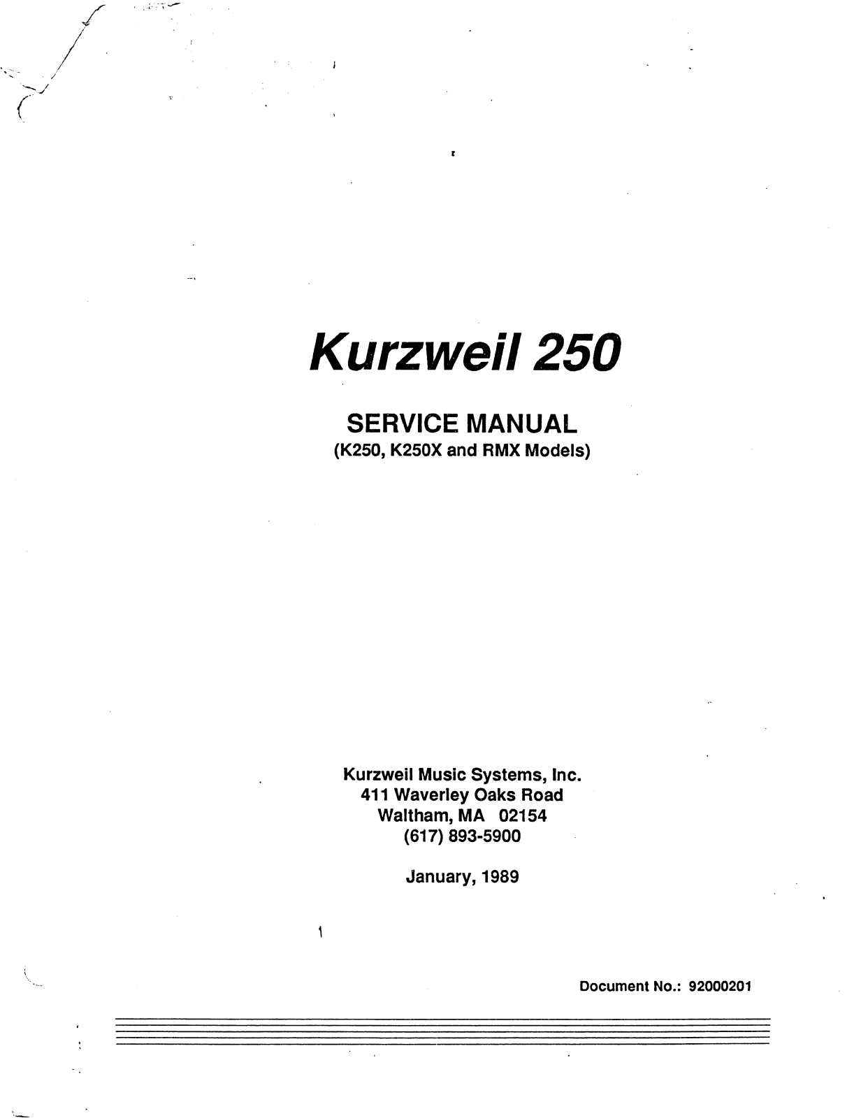 Kurzweil K250 User Manual