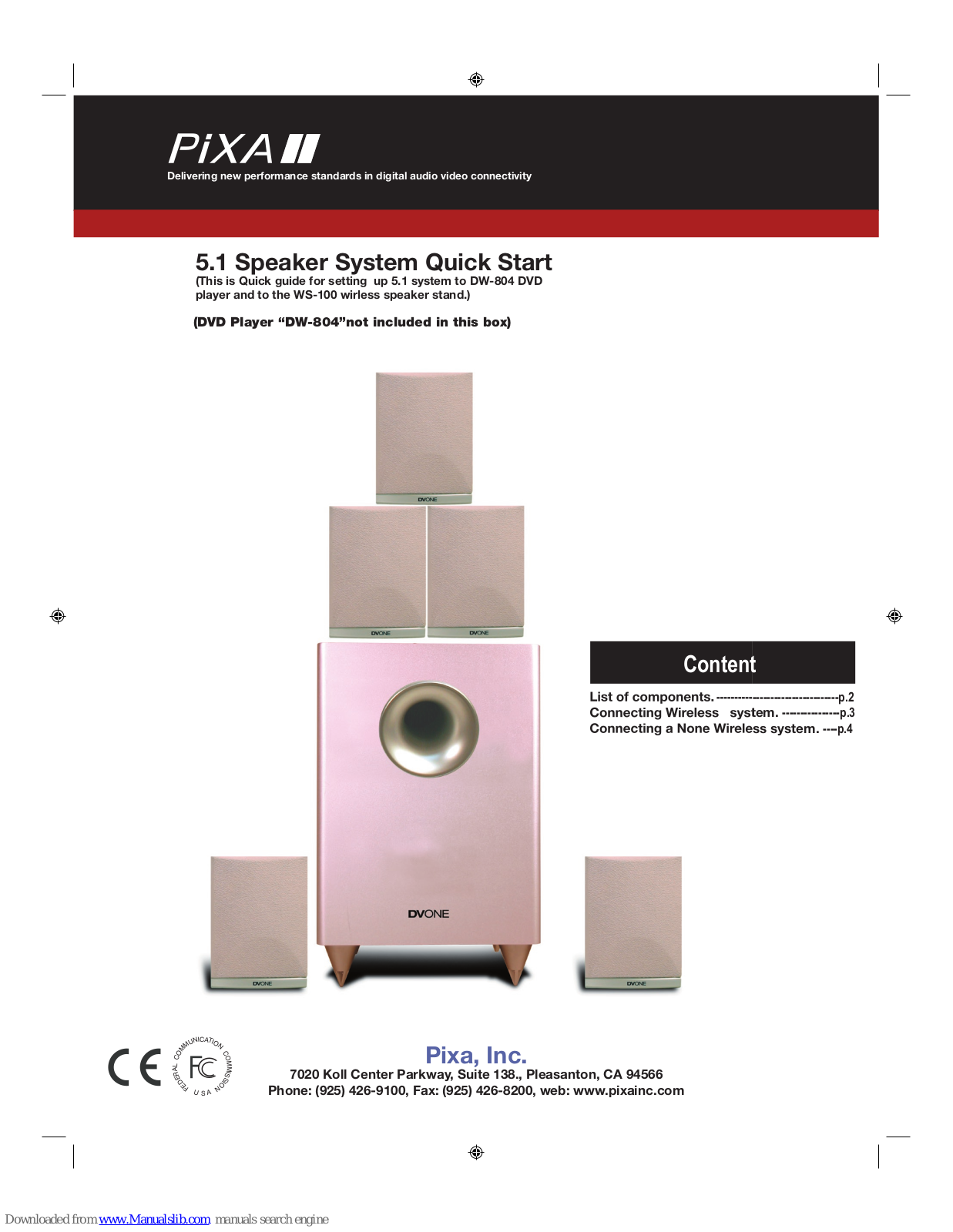 Pixa WS-100, DVONE, DW-804 Quick Start Manual - ManualMachine.com
