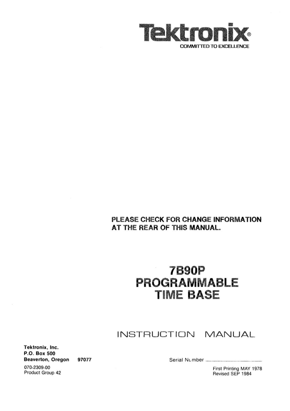 Tektronix 7B90P Service manual