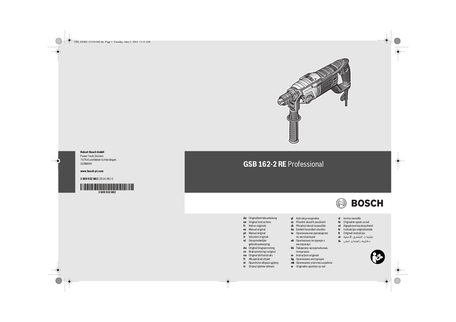 Bosch GSB 162-2 RE Professional User guide