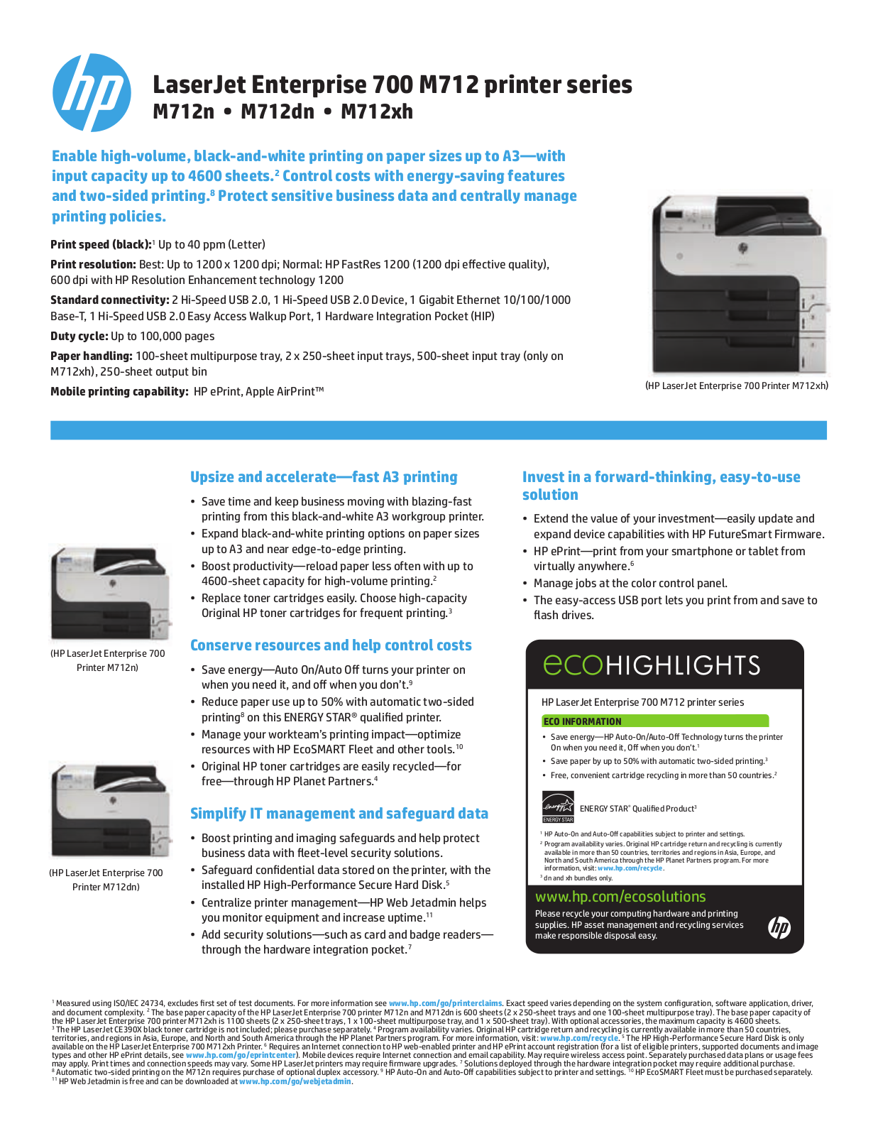 HP m712 Datasheet