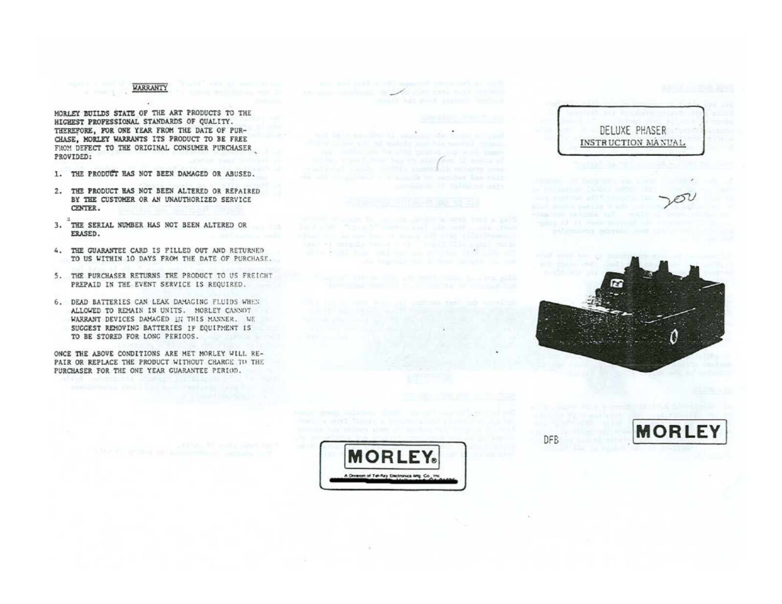 Morley Pedals DFB1 User Manual