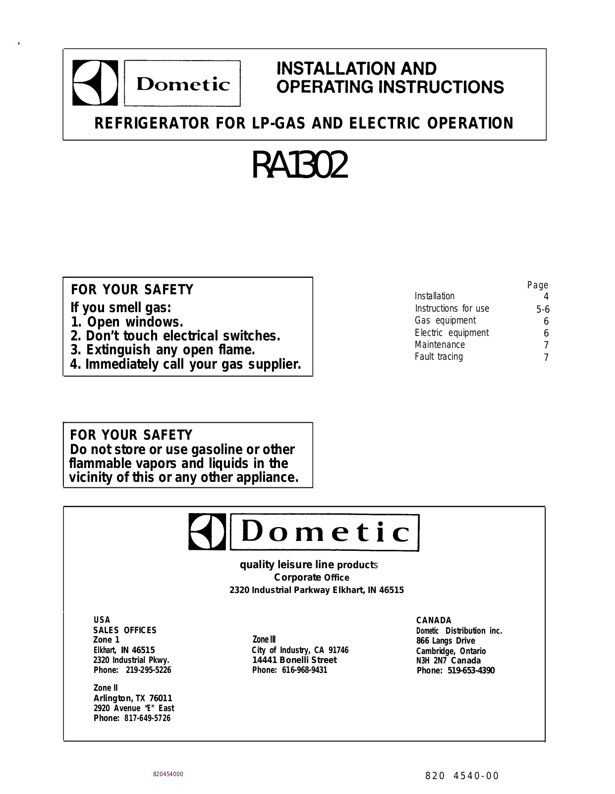 Dometic RA1302 Operating Instruction - ManualMachine.com