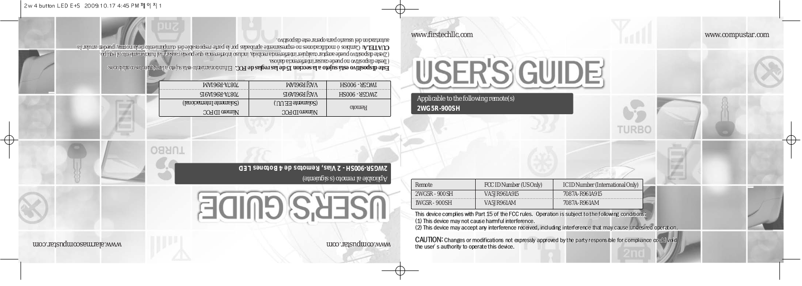 Compustar 2WG5R-900SH, 1WG5R-900SH User's Manual