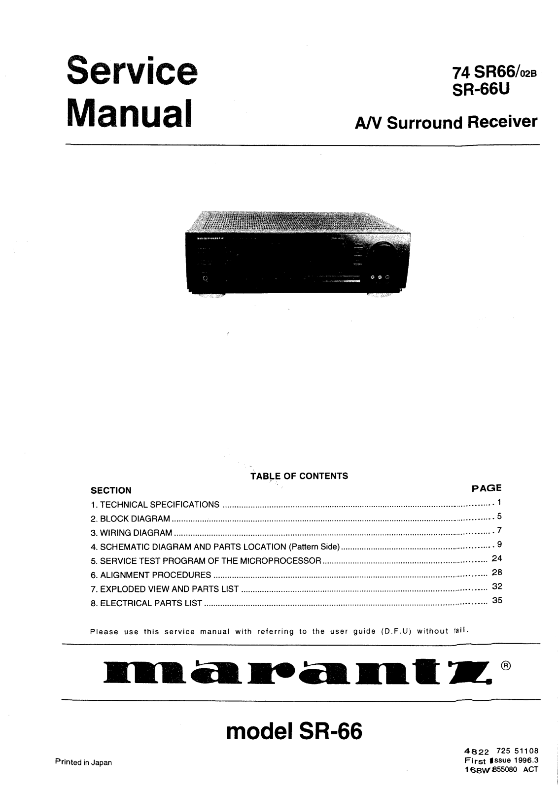 Marantz SR-66-U, SR-66 Service Manual