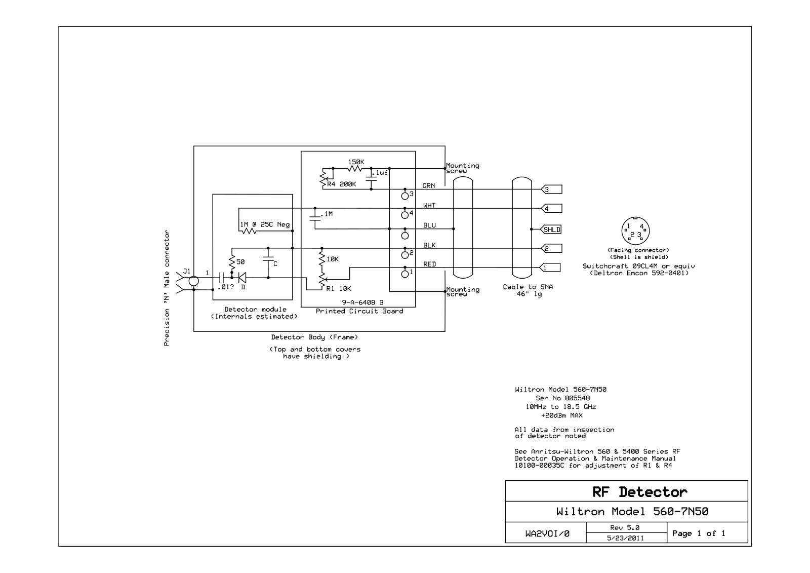 Anritsu wiltron 560, wiltron 7n50 schematic