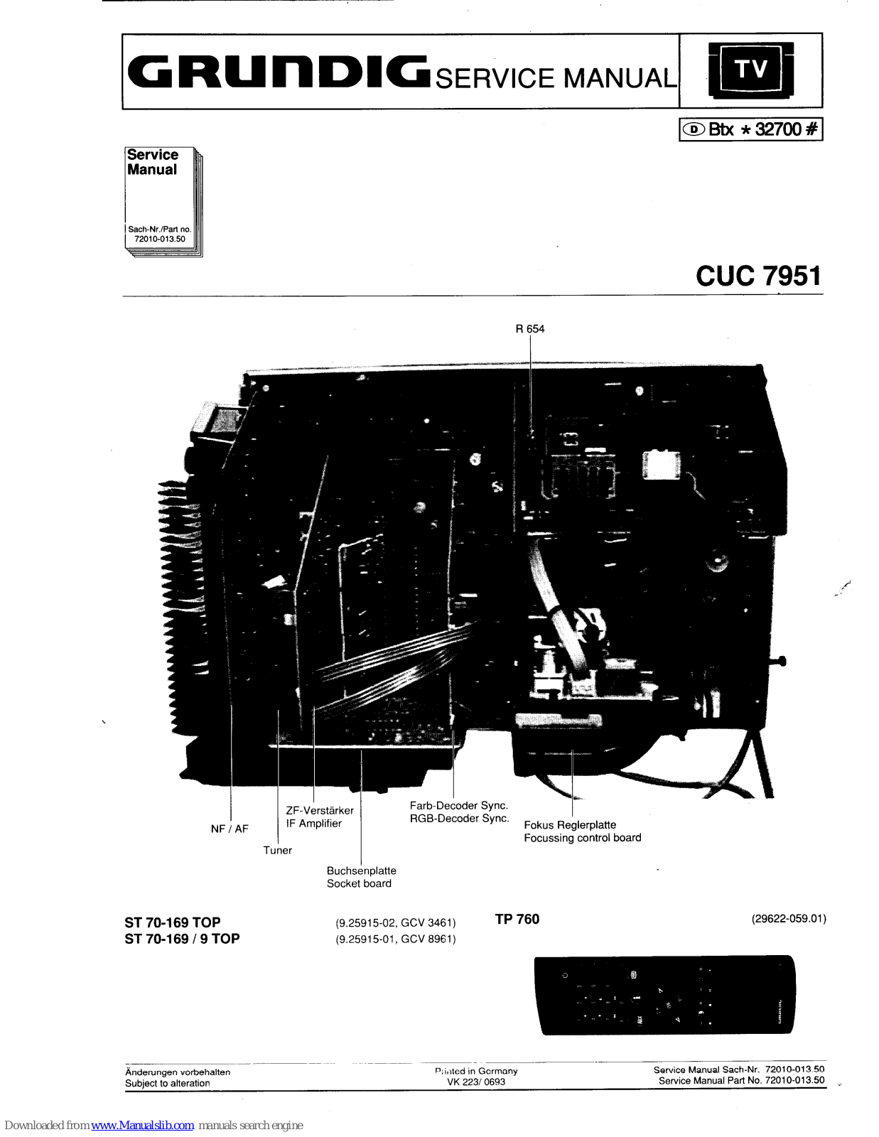 Grundig CUC 7951, ST 70-169 TOP, ST 70-169/9 TOP Service Manual