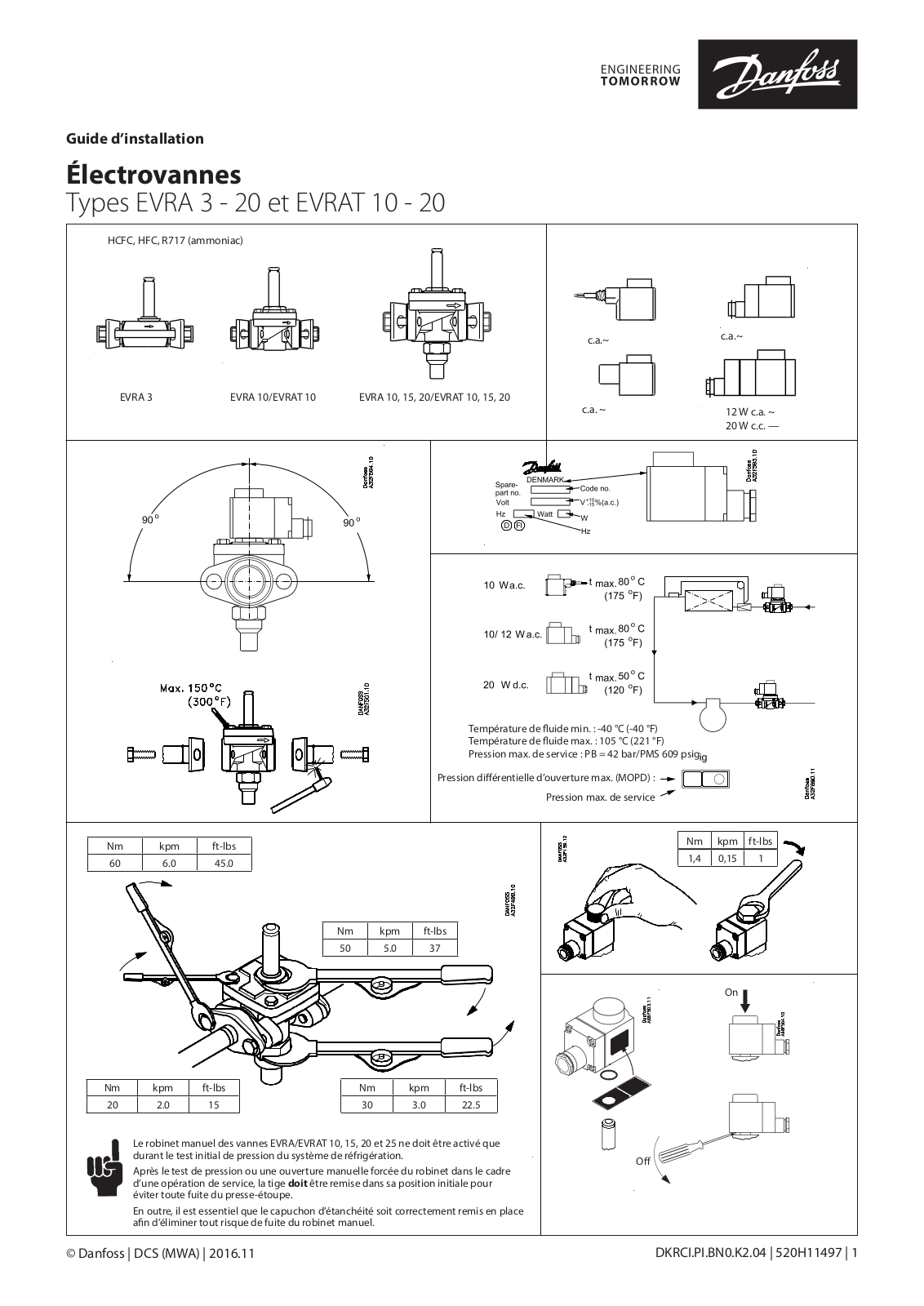 Danfoss EVRA 3, EVRA 10, EVRAT 10, EVRA 15, EVRA 20 Installation guide