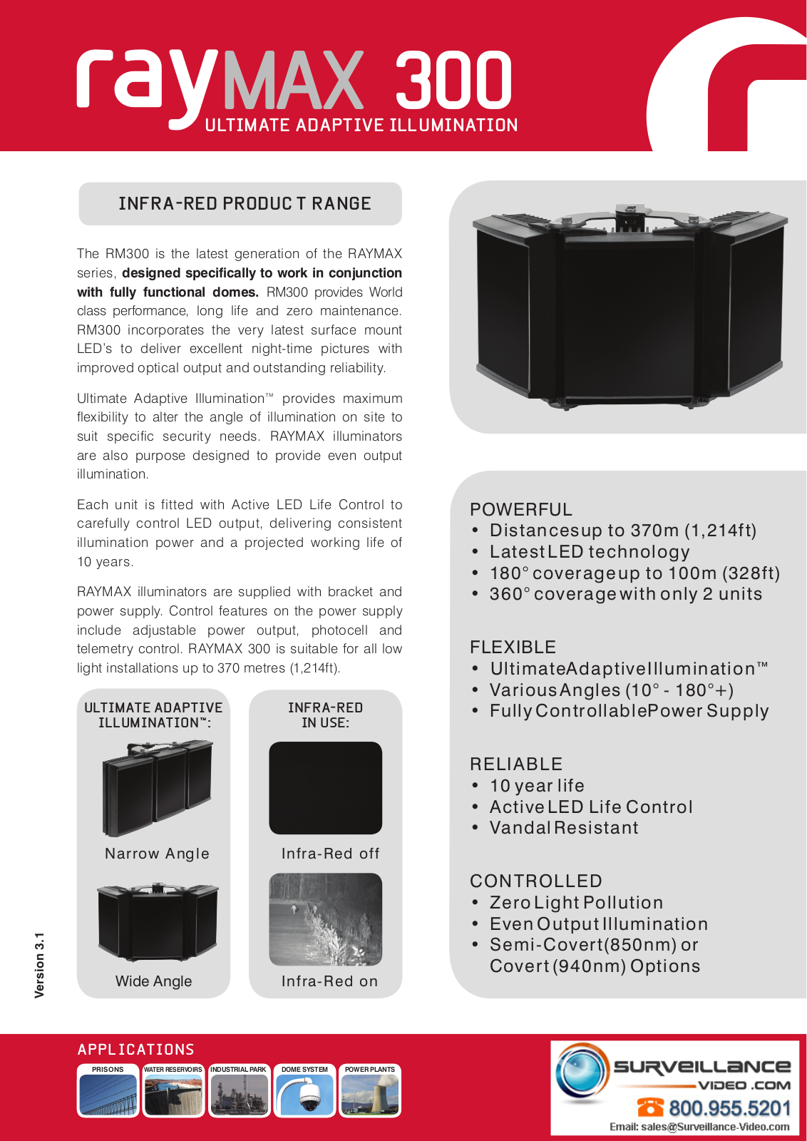 Raytec RM300-AI-10, RM300-AI-30, RM300-AI-50, RM300-F-AI-30, RM300-F-AI-50 Specsheet