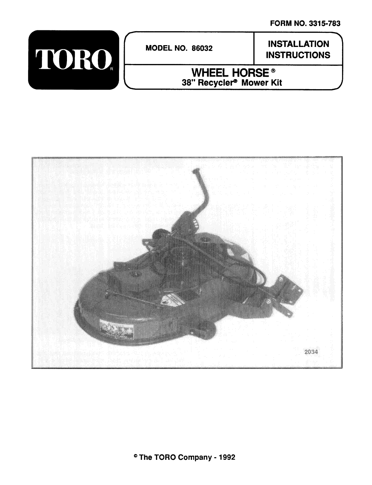 Toro 86032 Installation Instructions