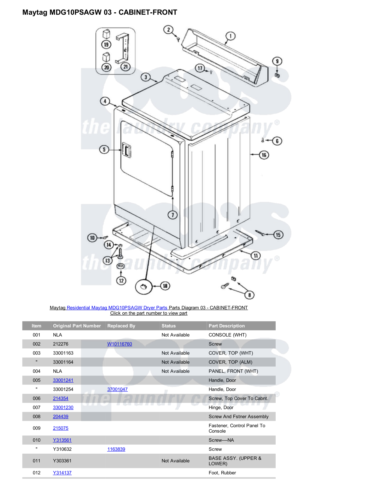 Maytag MDG10PSAGW Parts Diagram