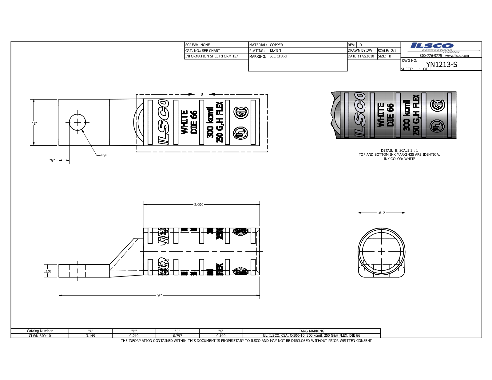 Ilsco CLWN-300-10 Data sheet