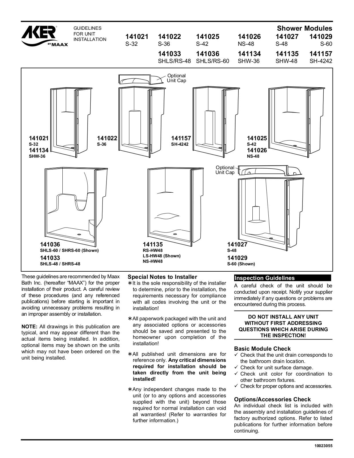 Aker Plastics 141021, 141036, 141134, 141135, 141157 Installation Manual